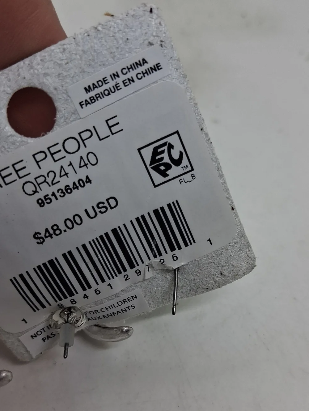 NWT Free People Silver Hoops with Black Gem Accents